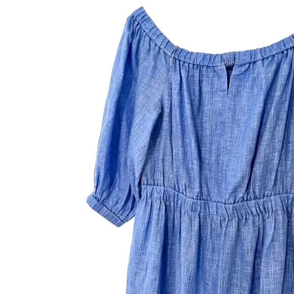 MILLY Off the Shoulder Blue Linen Dress Small - Picture 7 of 7